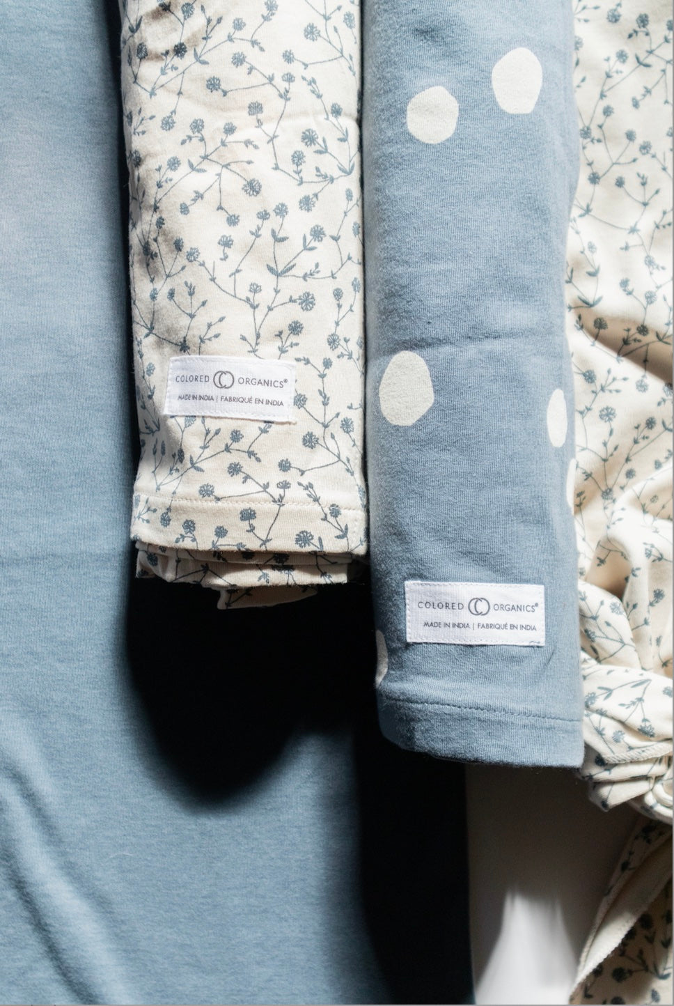 Floral Blue Organic Sleeper, Hat, and Swaddle Set